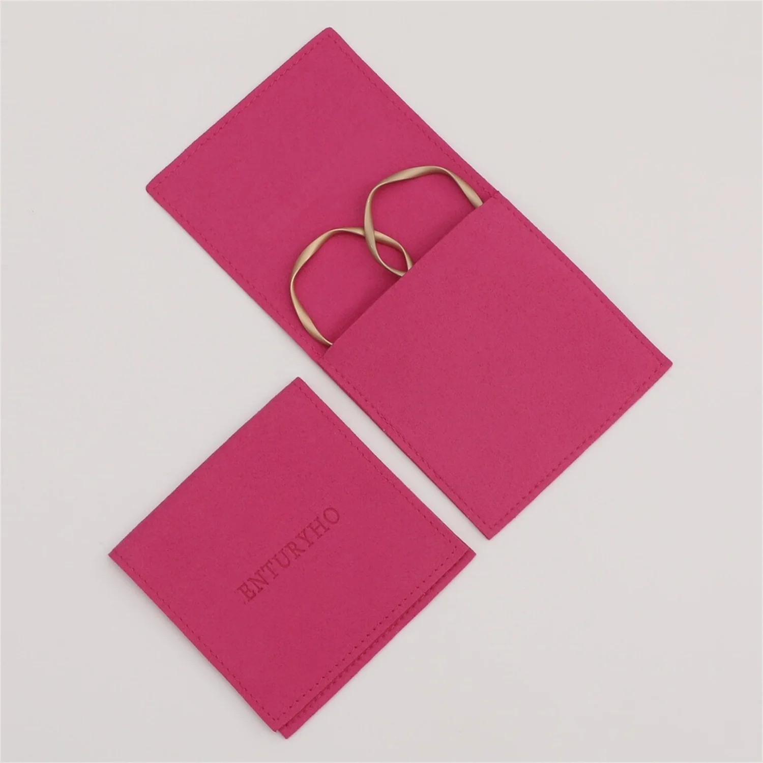 

50pcs 8×8cm dragon fruit color embossed logo printed microfiber jewelry pouch bag custom jewelry packaging bag ring brooch bag f
