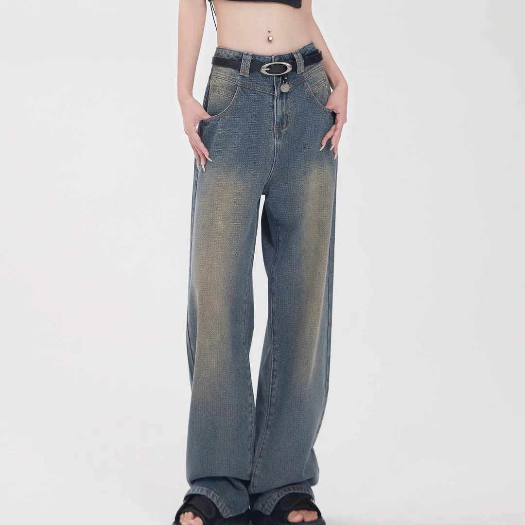 

High Waist Wide Leg Jeans Women's Thin Woven Loose Fit Denim Pants Autumn New Sle Vintage Trendy Slimming Trousers