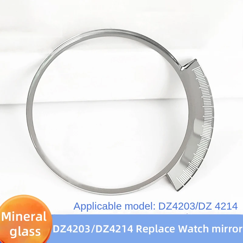 Mineral glass For DIESEL LOOKING GLASS DZ-4203 DZ-4214 Dial 49x54mm fan-shaped silver electric edge watch mirror cover