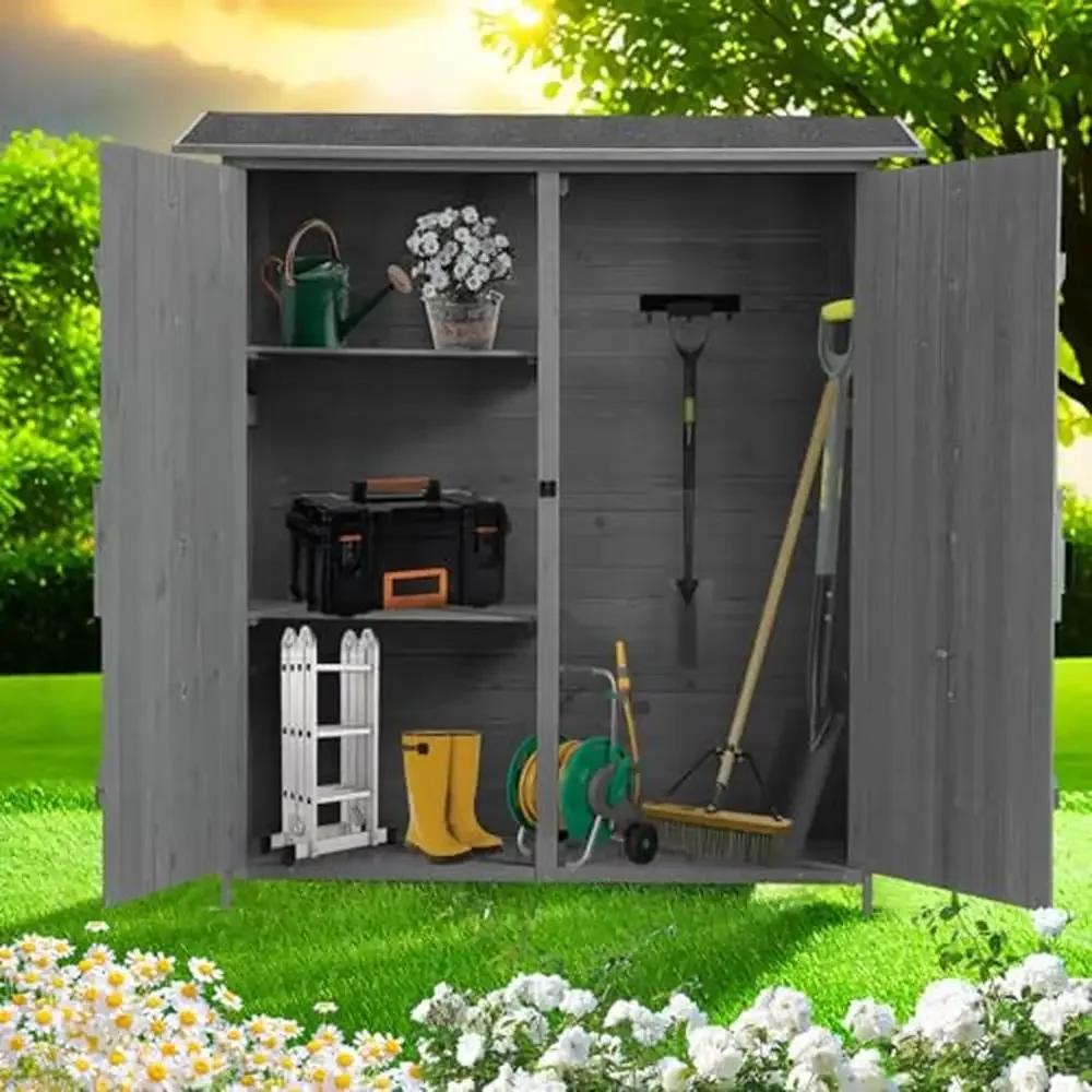 Outdoor Fir Wood Storage Shed 56