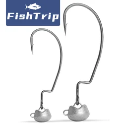 FishTrip 10Pcs Wobble Jig Head 1.8g~7g Fishing Hook Weedless Underspin Bass for Fishing Saltwater Freshwater
