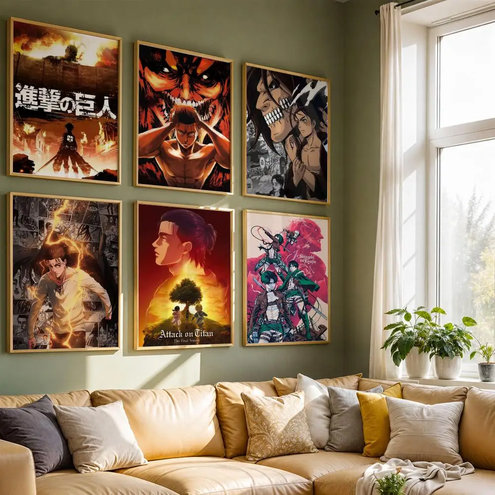 ANIME A-Attack on T-Titan Poster HD Self Adhesive Waterproof Wall Art Ideal for Home Office Dorm Bedroom Great Gift