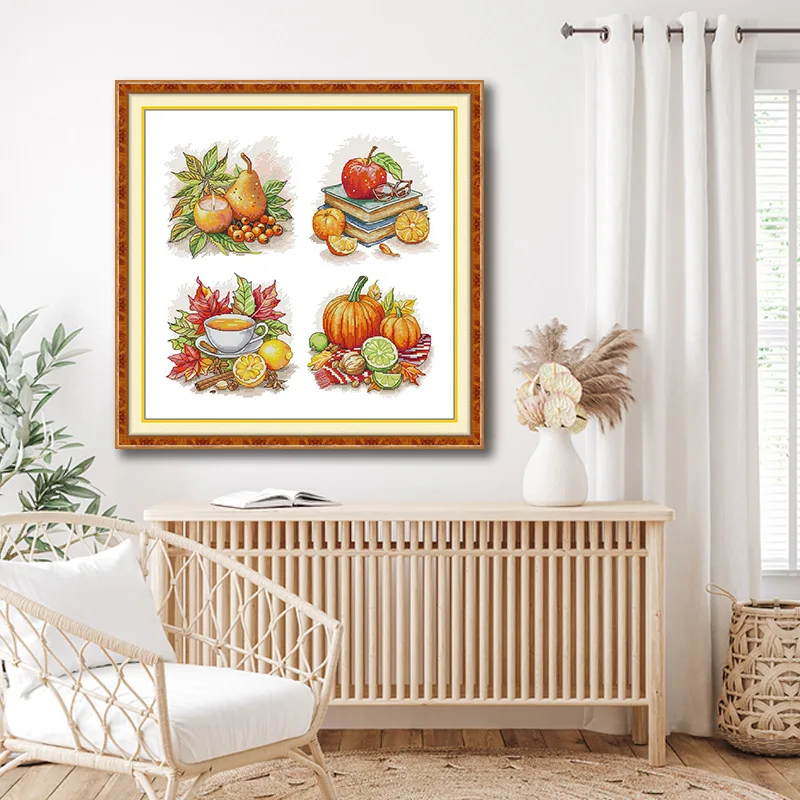 

Soulgift High Definition Printing Pre-Printed Cross Stitch Kit, 9CT/11CT/16CT Aida Fabric With DMC Threads - The Joy Of Autumn