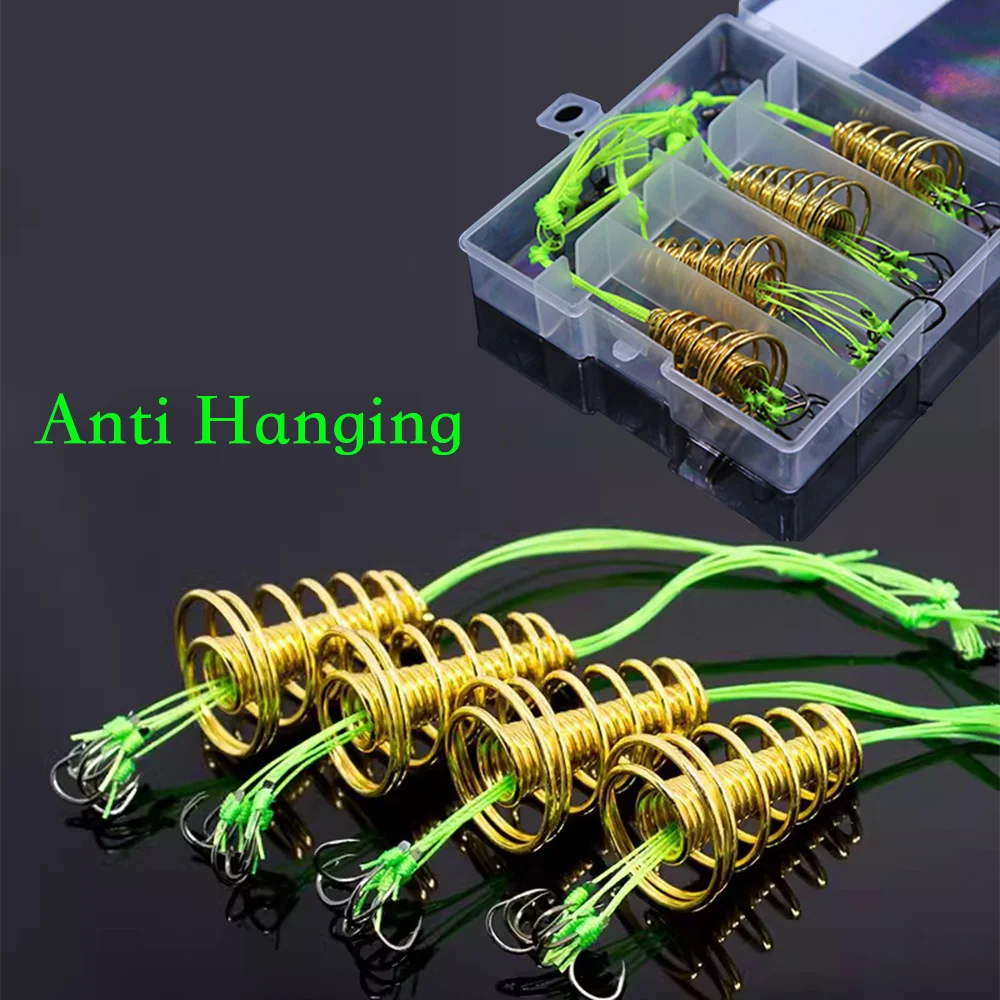 Fishing Hooks 4 Set/Box Explosion 6 Hook Beads Fishing Bait Trap Feeder Cage Sharp Fishing Hooks with Stainless Steel Springs view 2