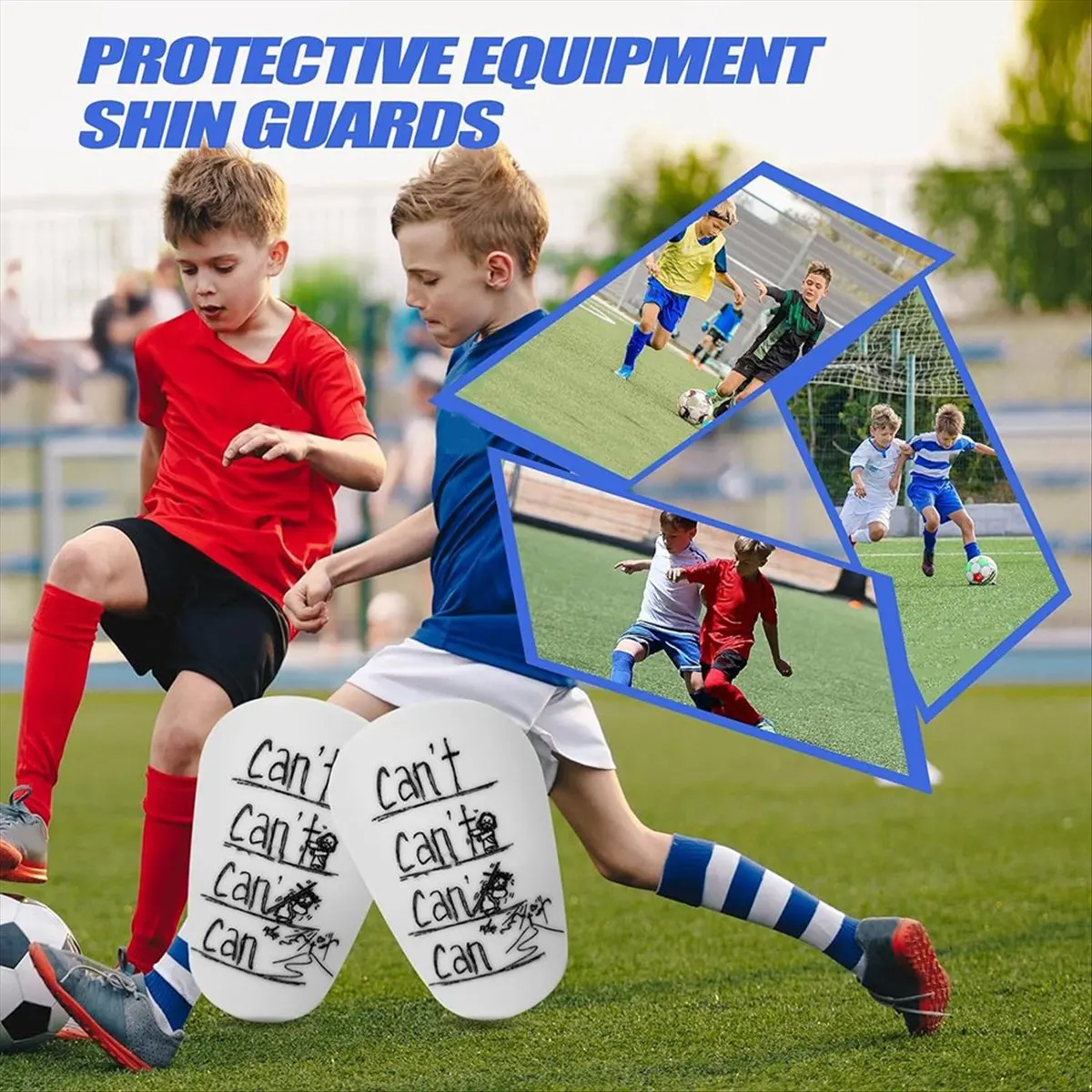 Carefree- 1 Pairs EVA Mini Shin Pads Wear-Resistant Shock Absorbing Soccer Leg Protector Football Training Shin Guards S Black