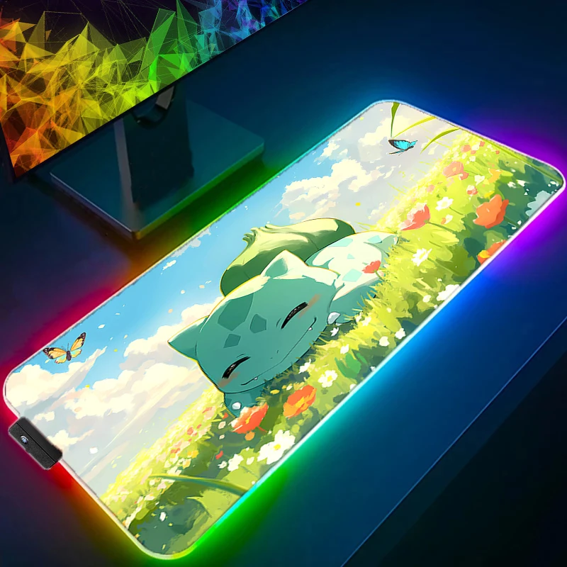 RGB Mouse Pad Pokemon Pikachu Anime Carpe Large PC Gamer Computer LED Mausepad Keyboard Gaming Accessories Backlight Desk Mat