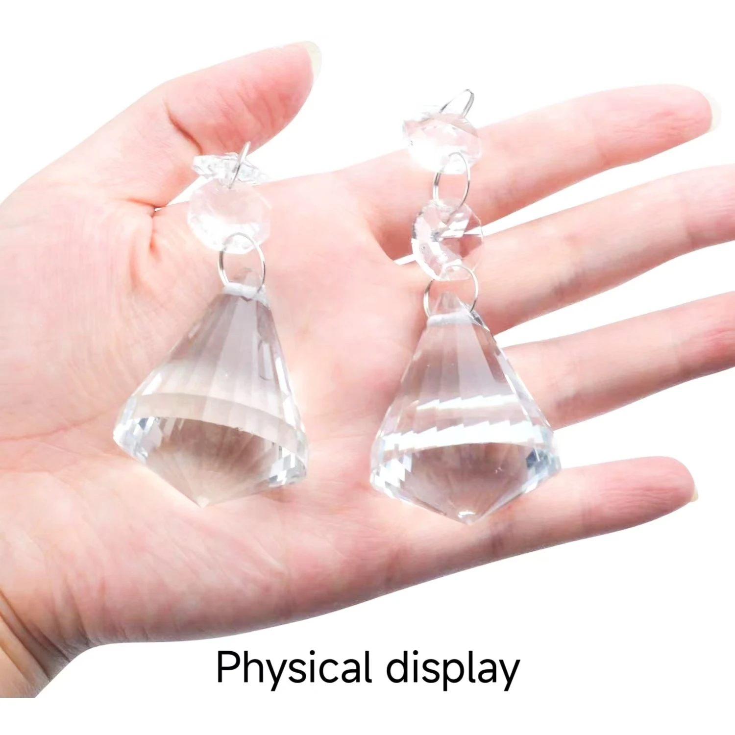 4pcs/10pcs Clear Lamp Prisms Parts with Octagon Bead Chandelier Glass Crystals Hanging Drops Pendants