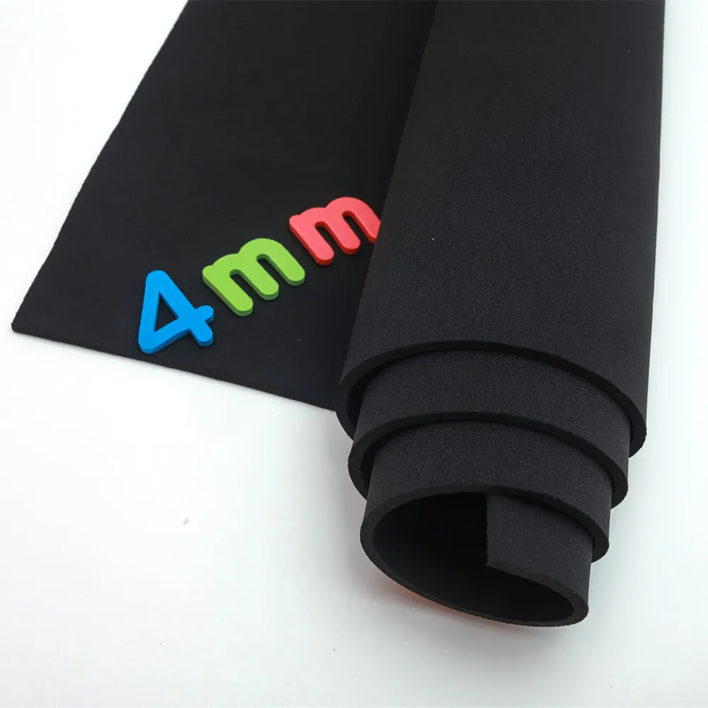 Black 4mm Thick SBR Neoprene Fabric Dive Cloth Fabric Waterproof Windproof Stretch Knit Stretch Polyester Fabric