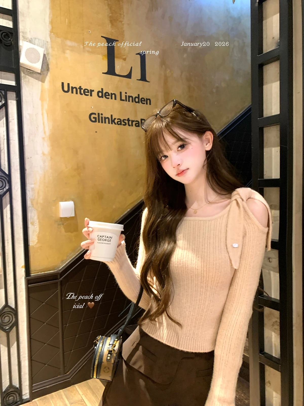 

ThePeachOfficial Балетный свитер с открытыми плечами и дизайном «Sweetheart», вязаный из верблюжьей шерсти, женский, приталенный, с длинными рукавами