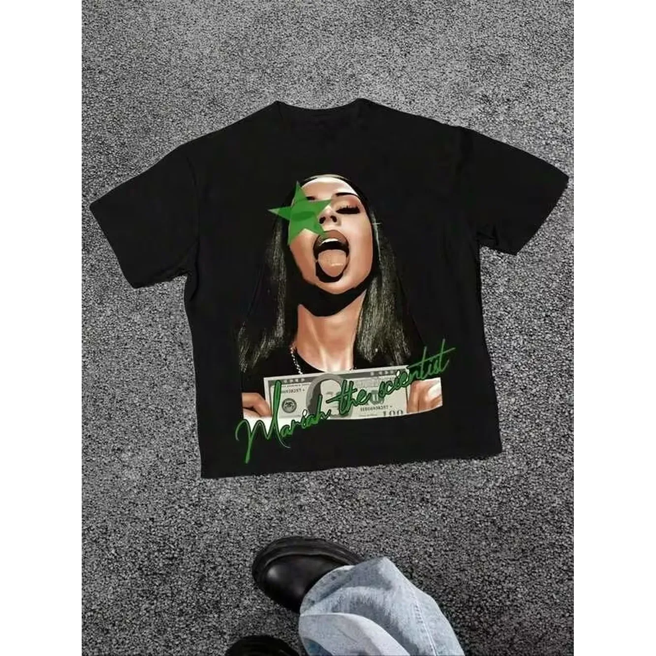 Mariah Scientist Graphic Print Tee,Comfortable Casual Short Sleeve, 220 Grams Heavyweight Cotton Printed-ShirtMinimalist Style Sweatshirt
