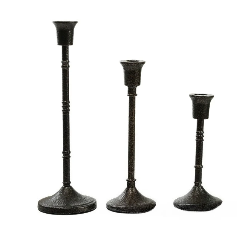 

Retro wrought iron candle holder three-piece set, candle base, wedding decoration ornament
