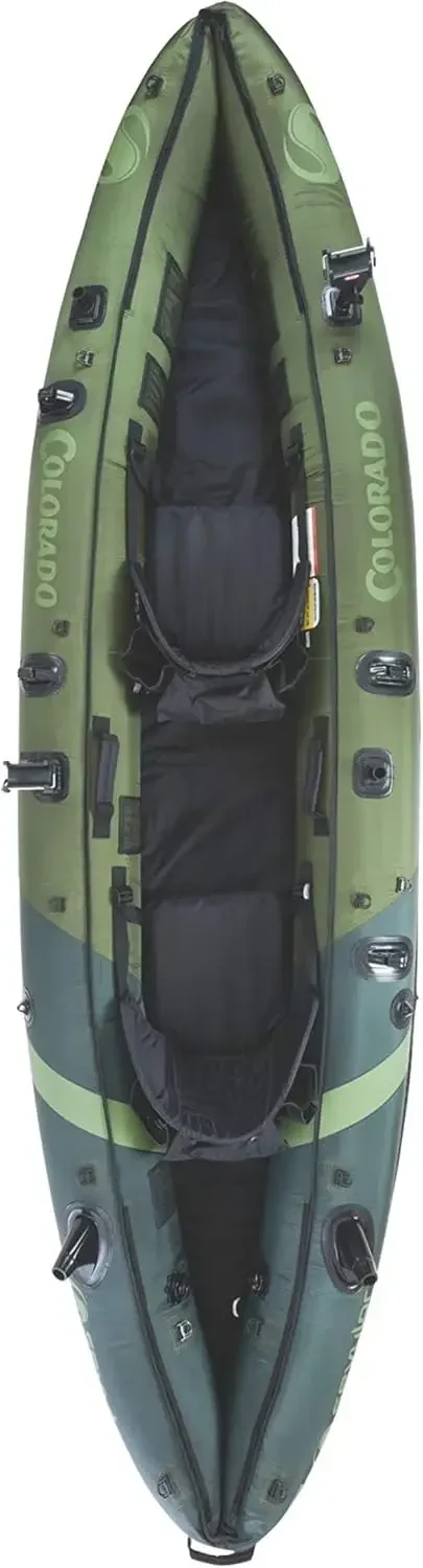 Colorado 2-Person Inflatable Fishing Kayak with Paddle & Rod Holders, Adjustable Seats, & Carry Handle; Kayak Can Fit Tr