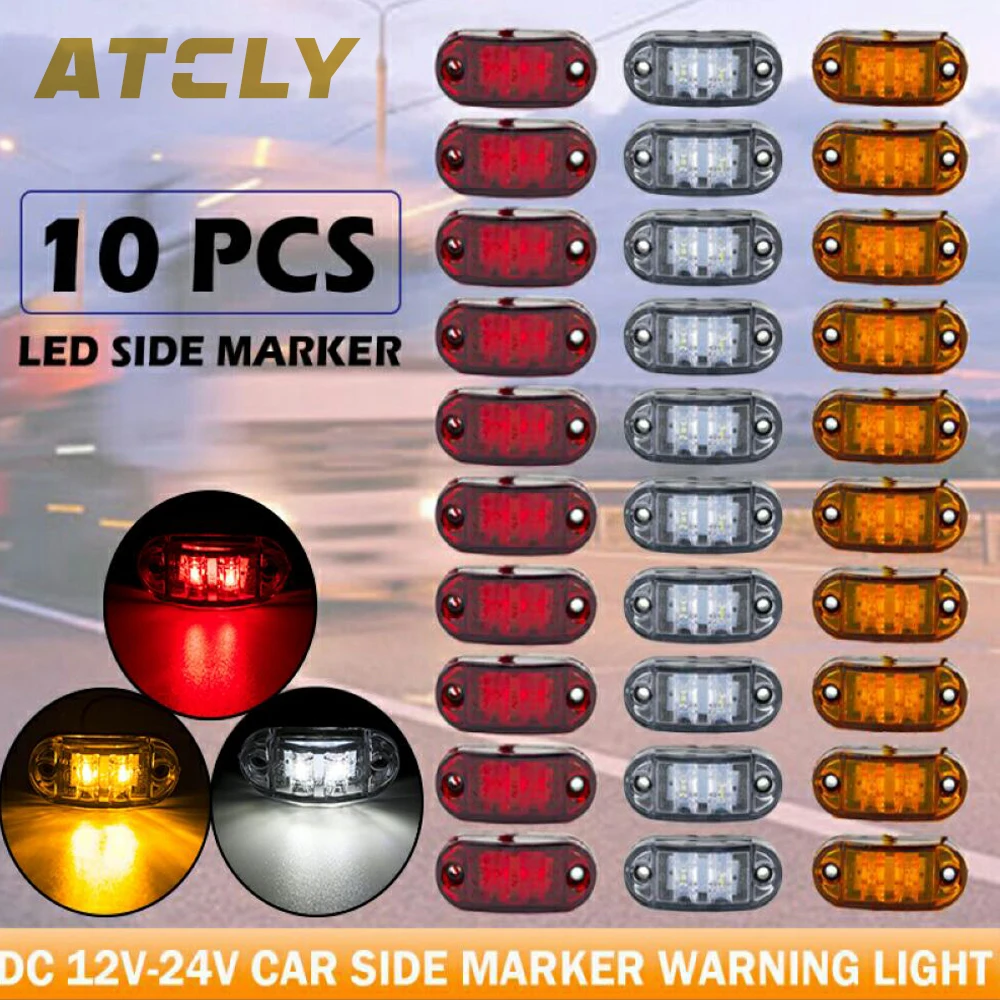 

10PCS 12V 24V 4 LED Waterproof Clearance Side Marker Tail Warning Lamp Light Trailer Car Truck Trailer Lorry Bus Accessories