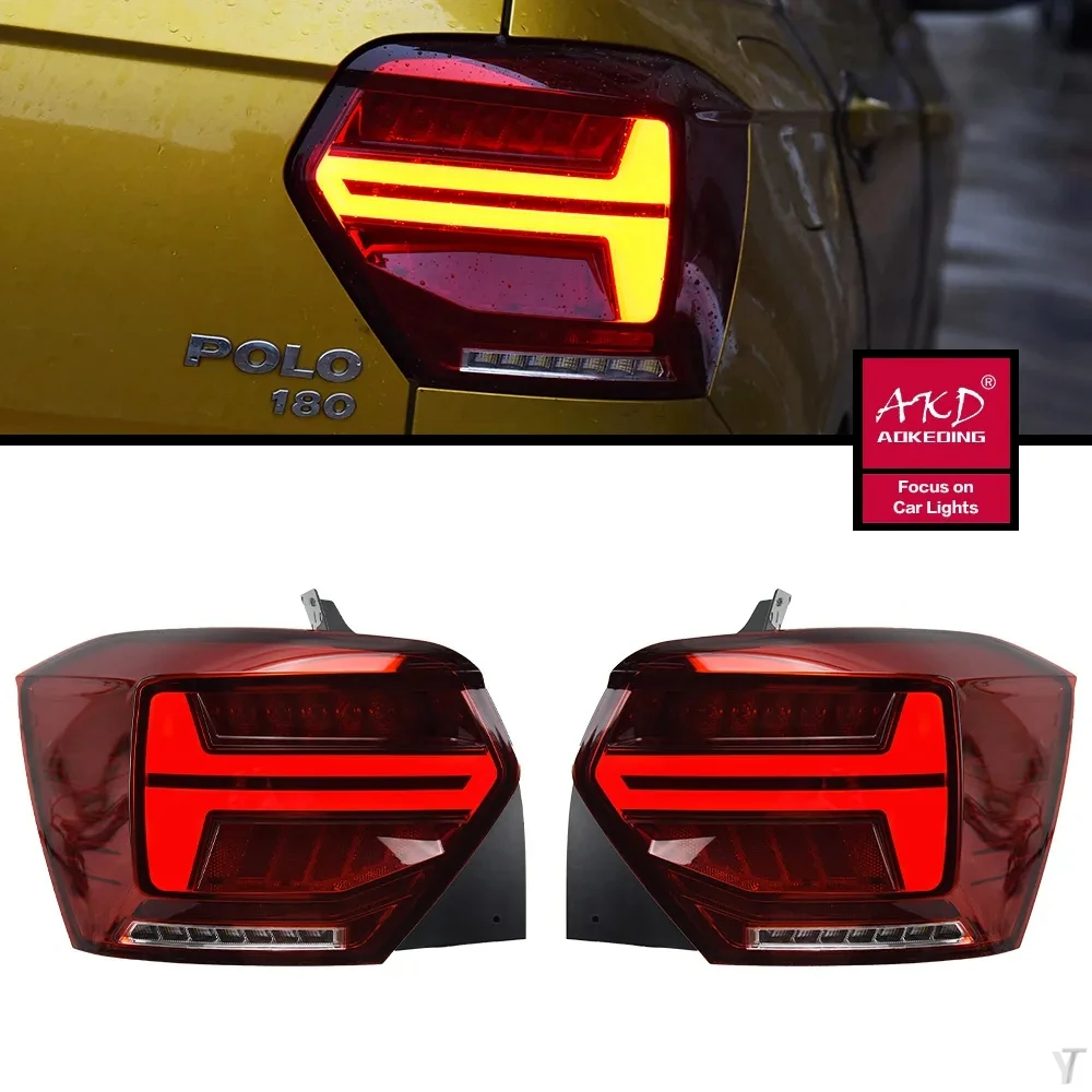 AKD Tail Lamp For VW New POLO Tail Light 2019-2022 Q2 Type LED DRL Style Assembly Upgrade Dynamic Signal Auto Accessories 2PCS