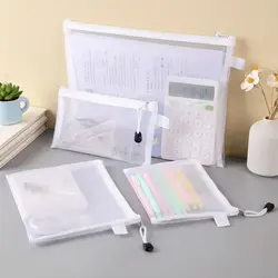 Transparent File Folders Nylon Mesh Storage Bag Convenient Zipper Student Test Stationery Organizer School Supplies A4/A5/A6/B6