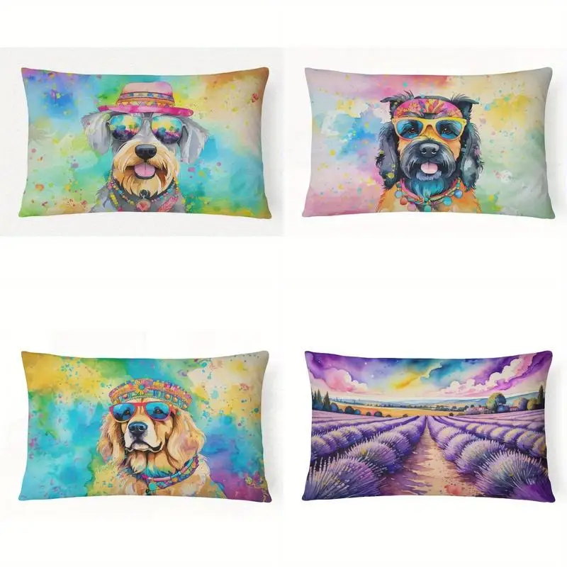 Boho Sunglasses Dog Pillow Cover Suitable For Sofa Bedroom Car Pillow Cover Cushion Rectangular Back Cushion