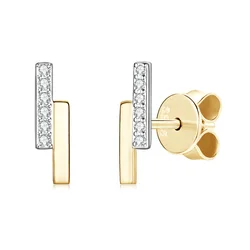 IOGOU D0.03CT VVS1 Moissanite Bar Stud Earrings for Women Real 925 Silver Fashion Geometric New Earrings Engagement Wedding Gift