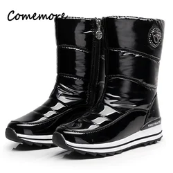 Comemore-Bottes de neige mi-mollet imperméables pour femmes, bottes en peluche confortables, bottes à plateforme, optique d'hiver, non ald, mode, 41