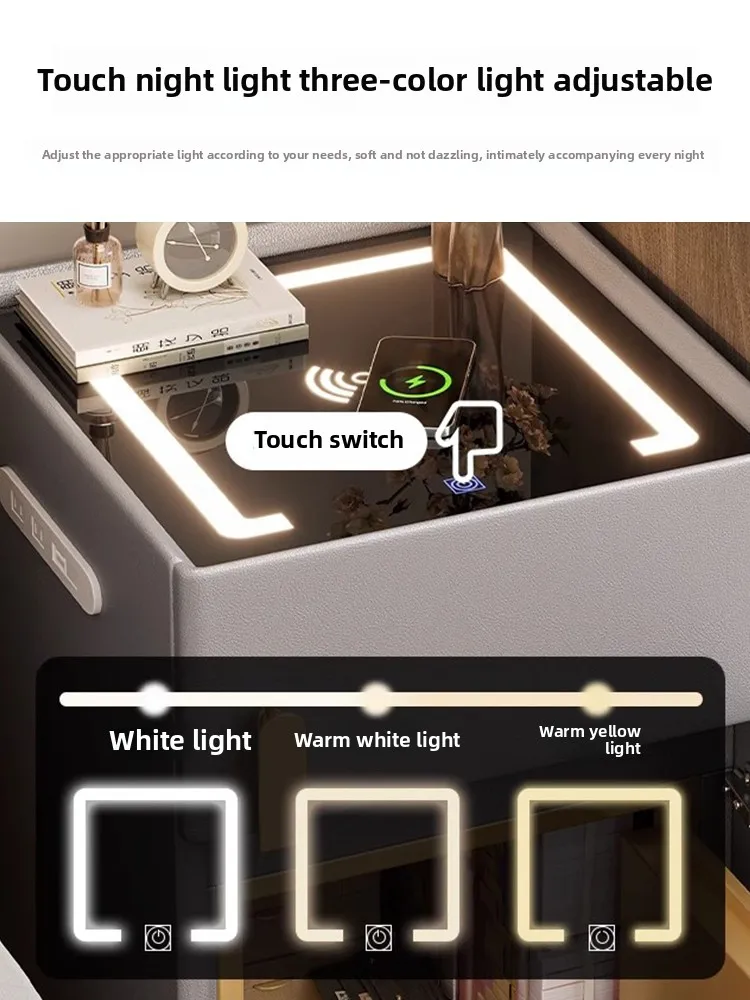 Smart bedside table, safe, integrated household bedroom 2025 new model with password lock, simple modern light luxury premium