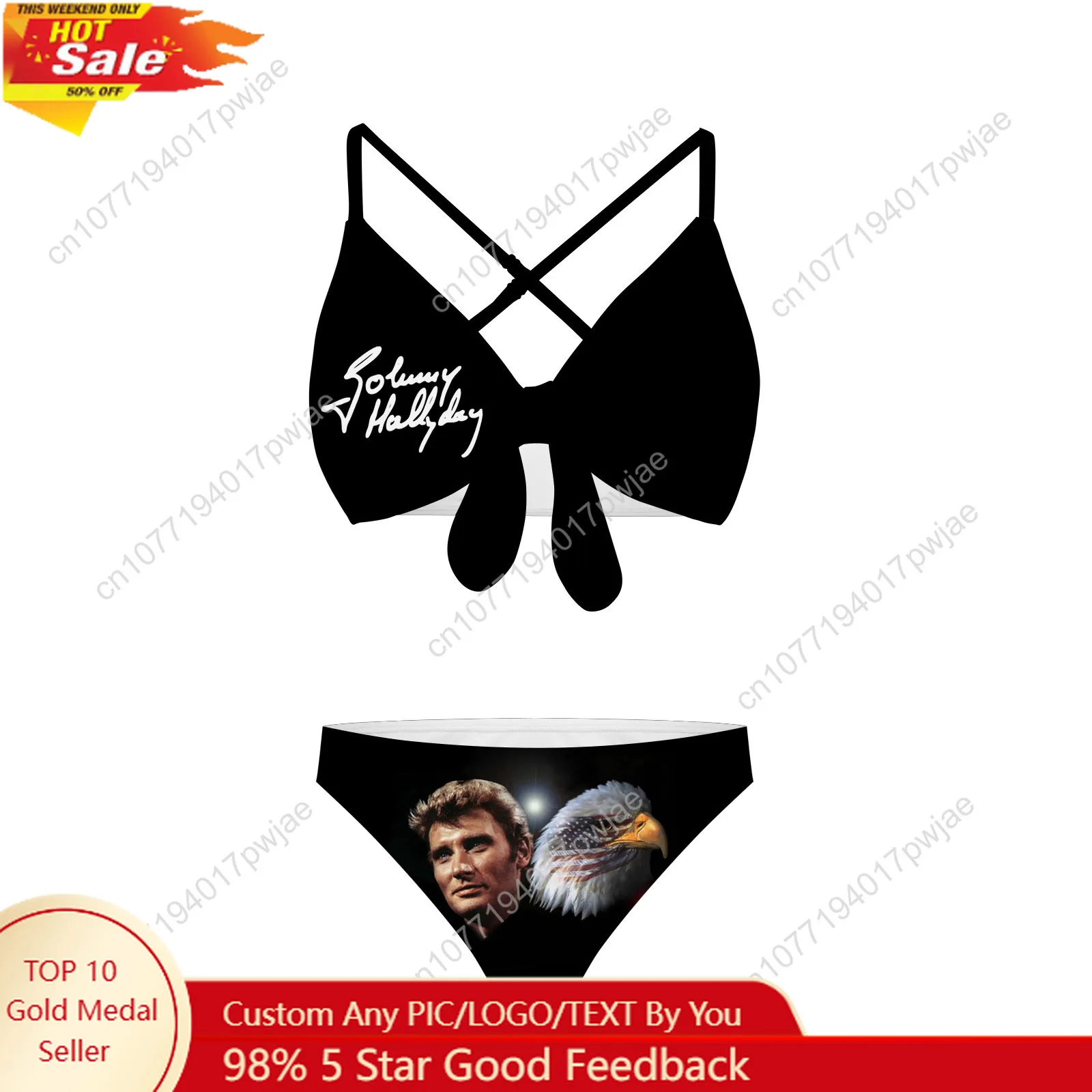 

Johnny Hallyday Rock Singer Suits Cross Strap Suspenders Swimsuits Womens Bikini Pool Party Beach Swimwear Customized Beachwear