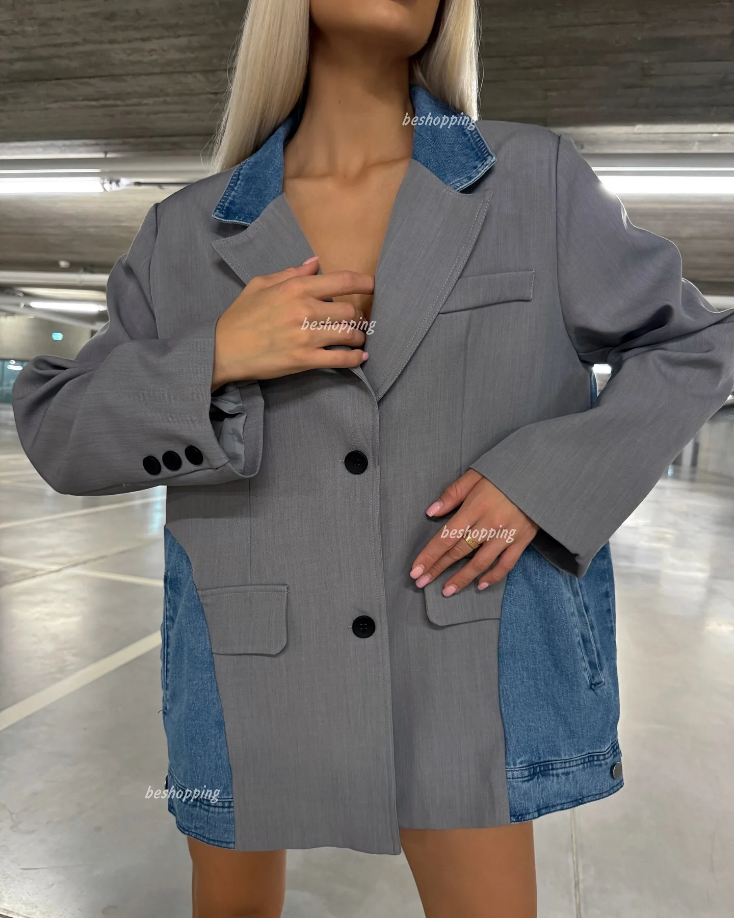 

2025 New Ins Style, Women's Coats, Denim Patchwork Suit Office Lady,Hot Girl Trend Spring Autumn Jacket Woman,