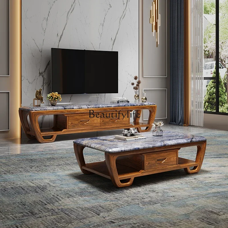 

02 ls 18Ebony marble coffee table living room Versatile villa simple apartment living room