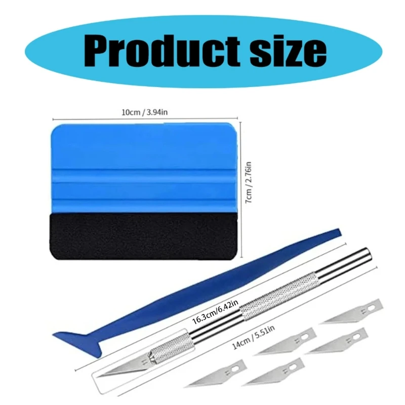 Professional Vinyl Wrap Tool Kit: Carbon Fiber Felt Squeegee, Micro Scraper & Hobby Knife for Car Window Tinting DIY Application image 2