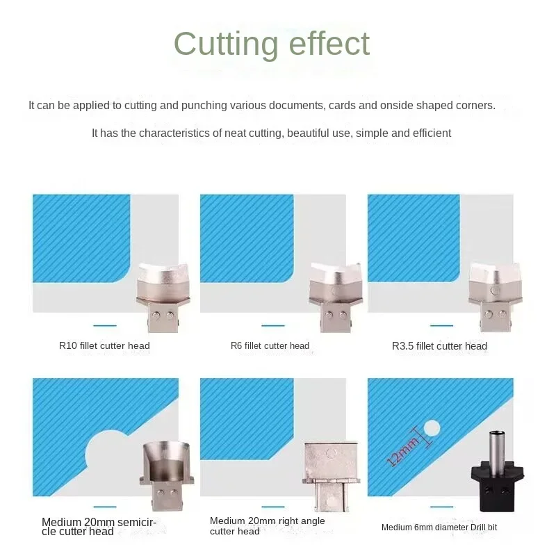 6 in 1 Round Corners, Semi-Circle, Punch, Paper Cutter, Cut Corners, PVC Business Cards, Manual Office Rounding Device