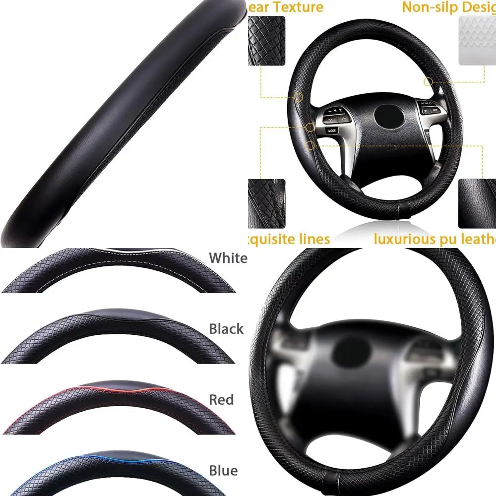 

Чехлы на руль автомобиля из искусственной кожи, массажные трубы, сверхмощное кольцо, противоскользящее спортивное кольцо, 15 дюймов (черный, черный)