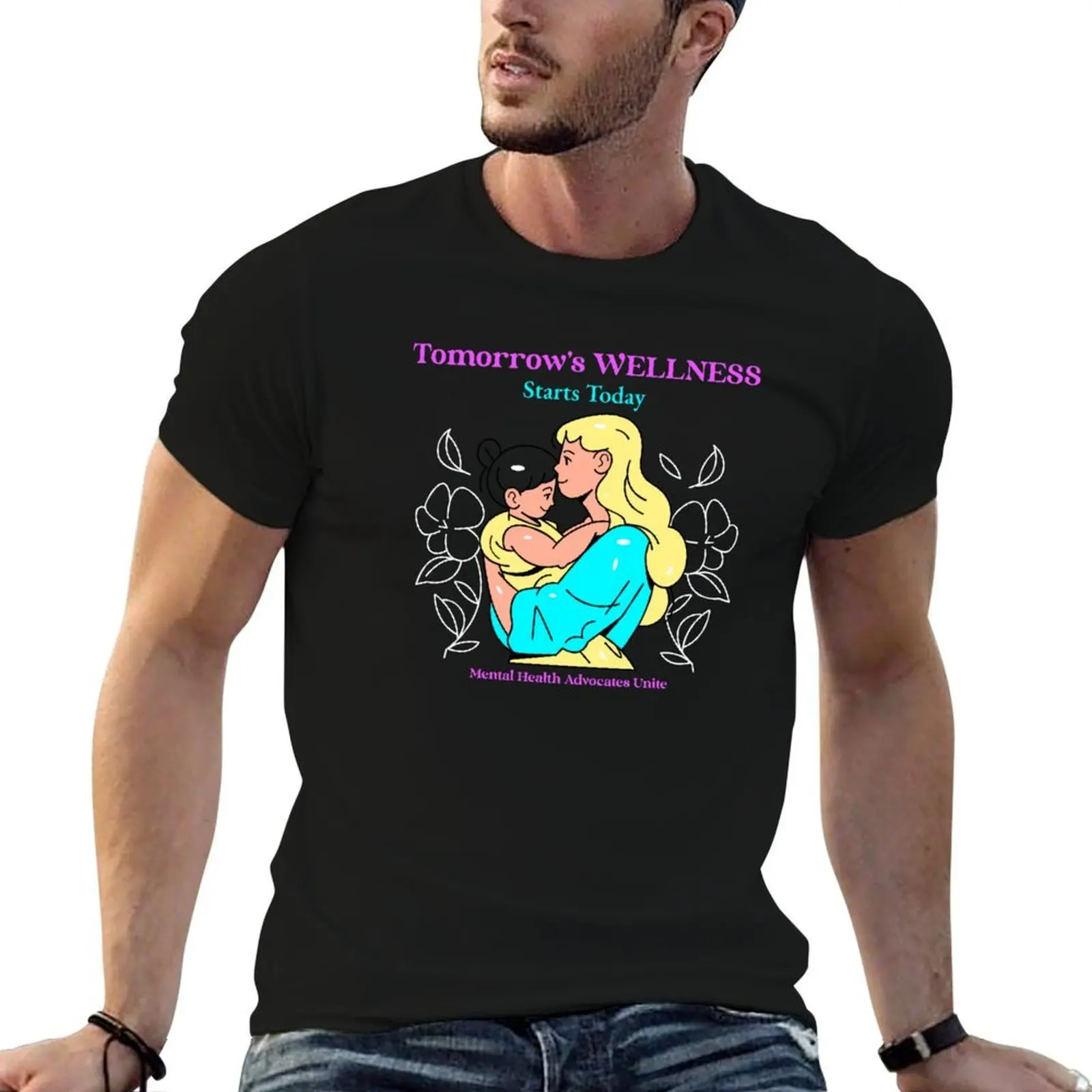 Le bien-être de demain commence aujourd'hui T-shirt avec impression graphique rétro pour les défenseurs de la santé mentale
