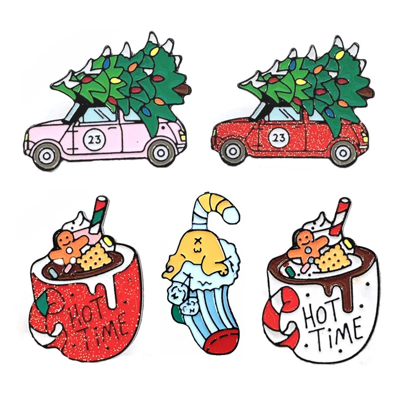 Creative Medal Christmas series Christmas tree car cup candy socks brooche fashion badge