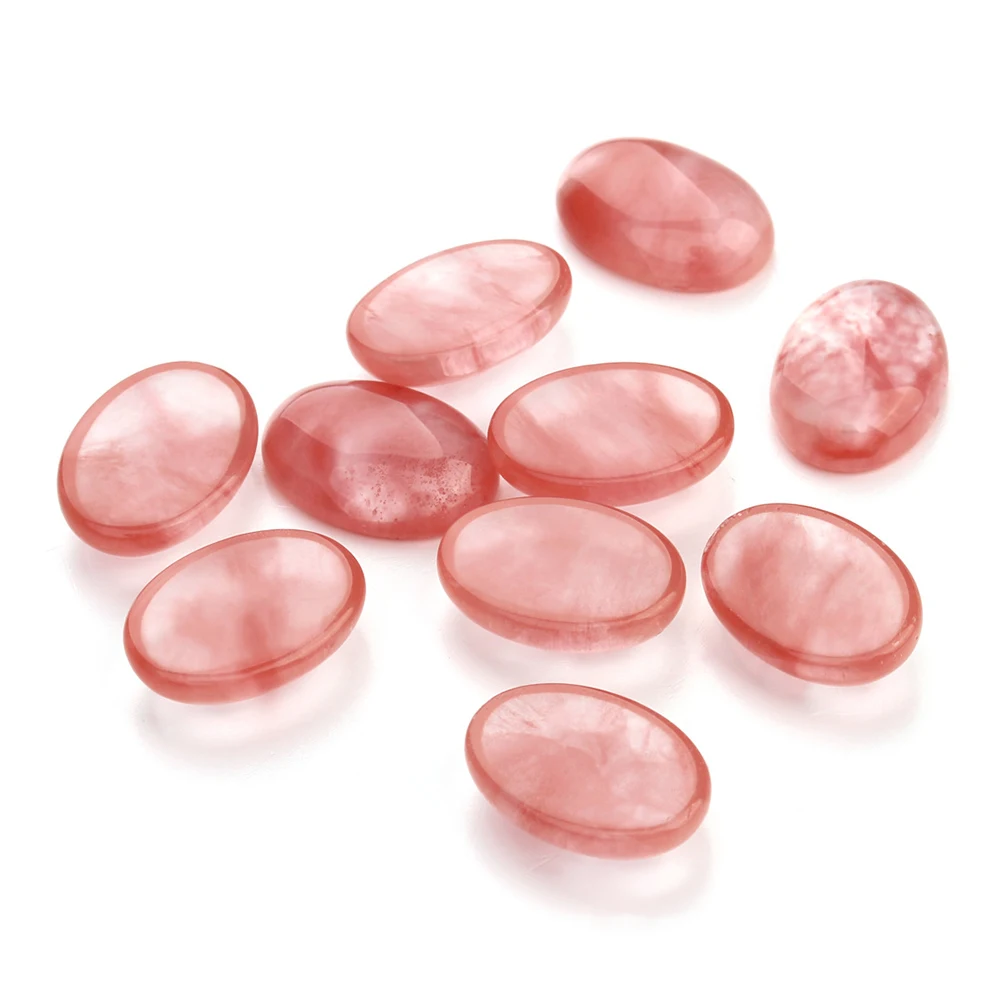 

10 Pcs Red Agate Stone Cabochons Oval Shape Jewelry Supplies DIY Craft Accessories Gemstone Patch Smooth Surface Fit For