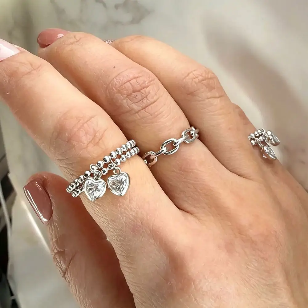 Lnkry Certified 6.5x6.5mm Heart Moissanite Ring 14k Gold Filled Round Bead Rings For Women Girls Unique Design Fine Jewelry 2