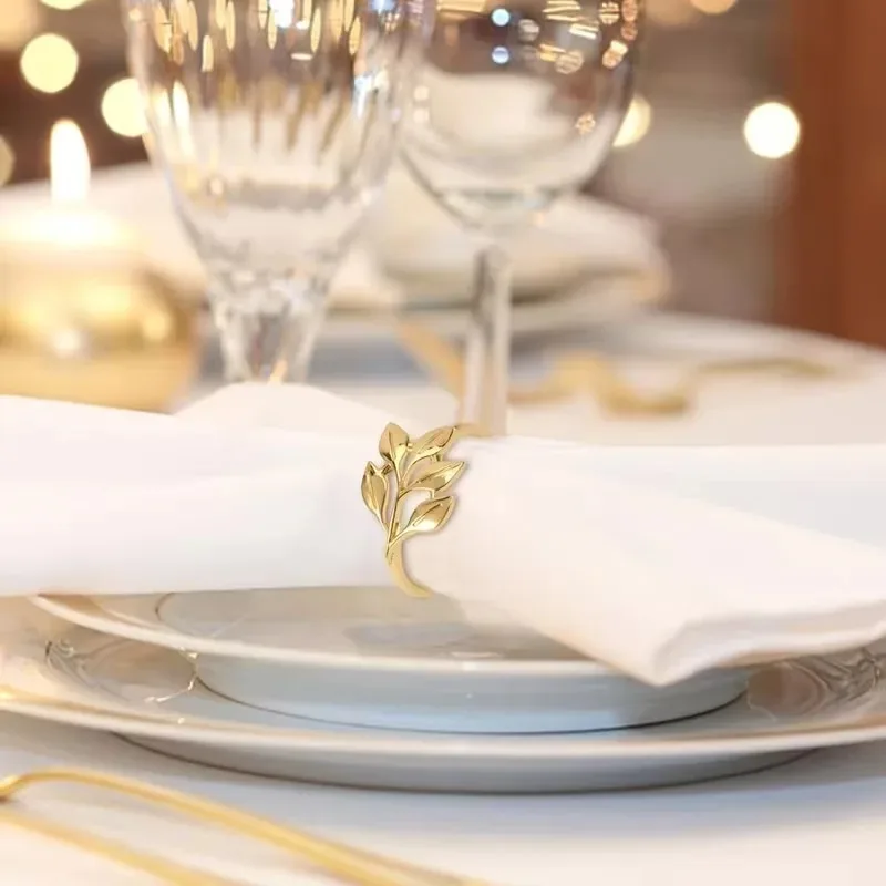 1-12PCS Gold Alloy Napkin Rings Reusable Smooth Edge Easy Clean Table Decoration for Wedding Party Holiday Dinner Banquet