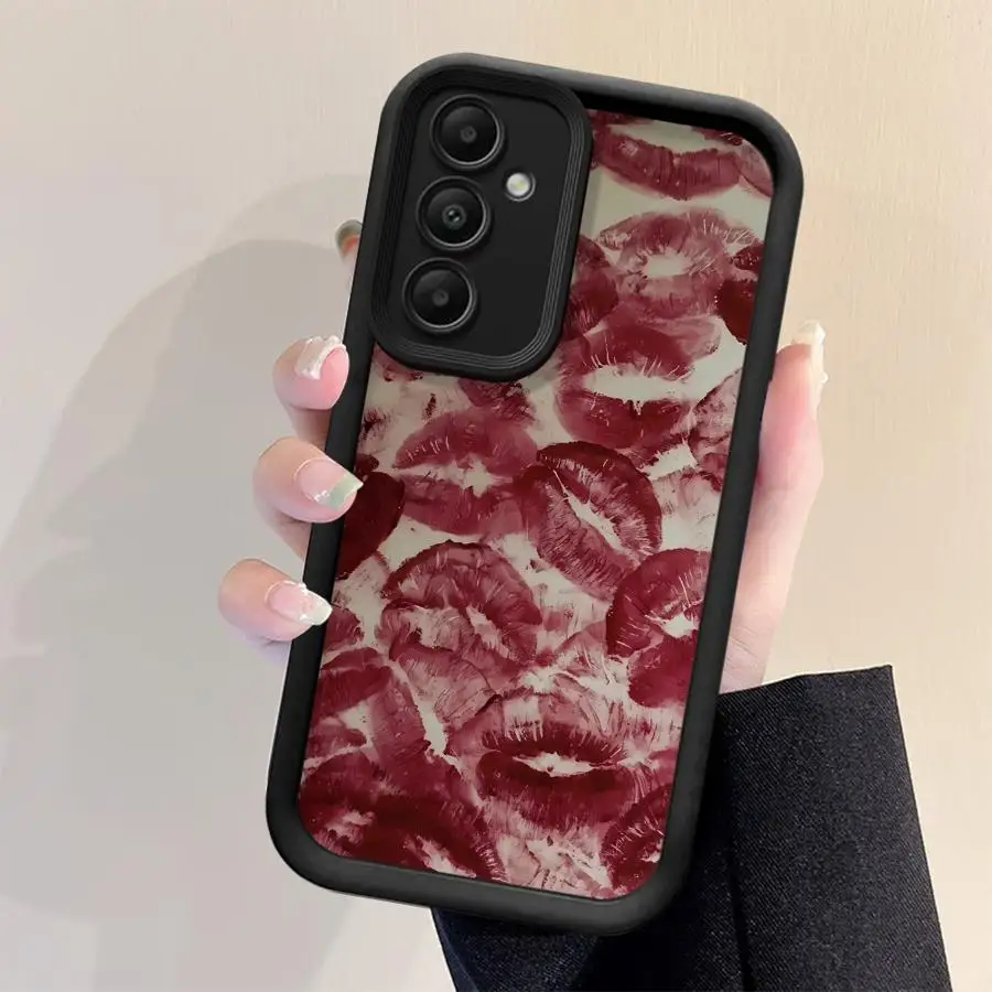 Custodia per telefono con stampa labbra rosse retrò per Samsung Galaxy A26 A22 A14 A33 A56 A24 A13 A32 A23 A12 A36 A16 A34 Cover morbida