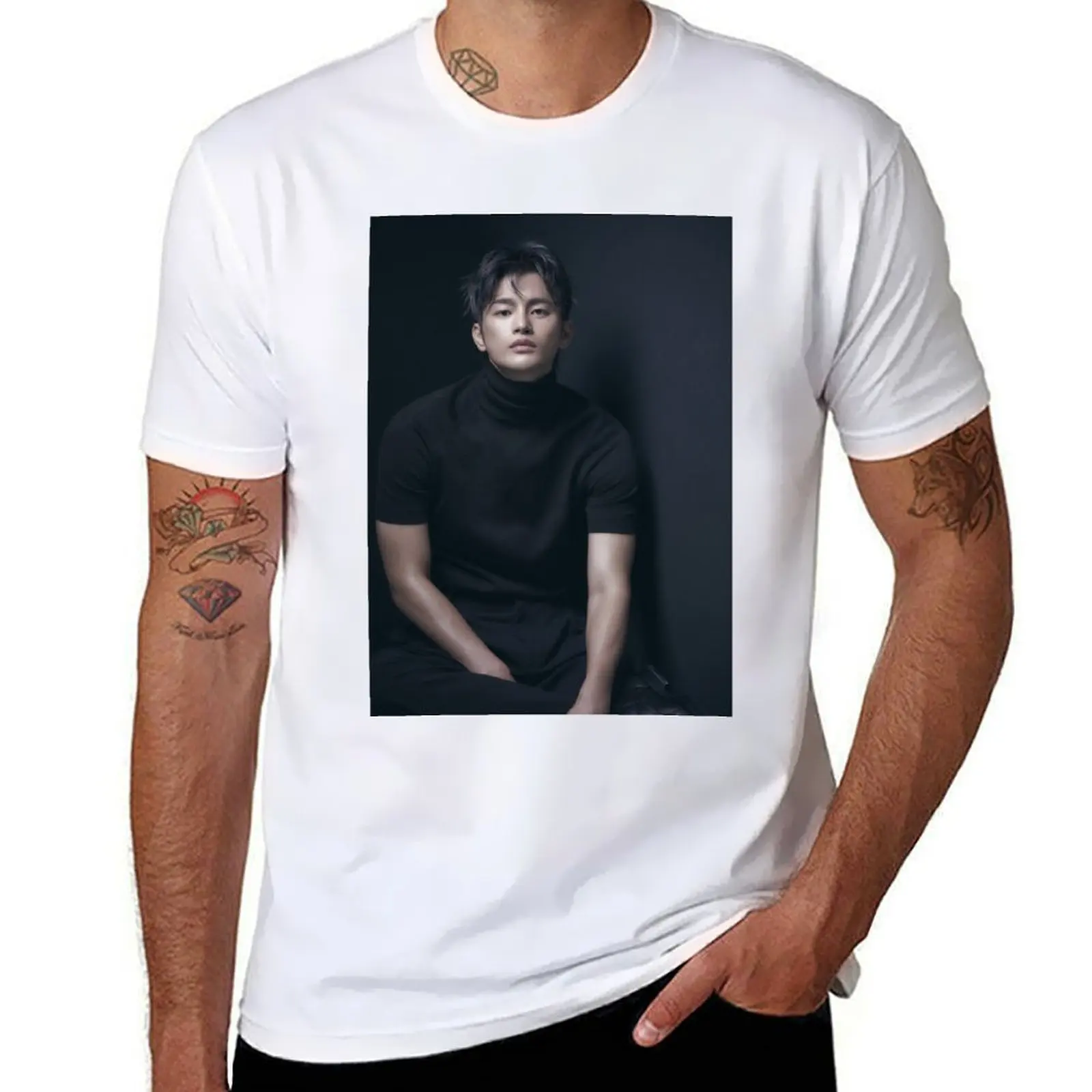 SEO INGUK T-Shirt Big and Tall Solid Color T-Shirt