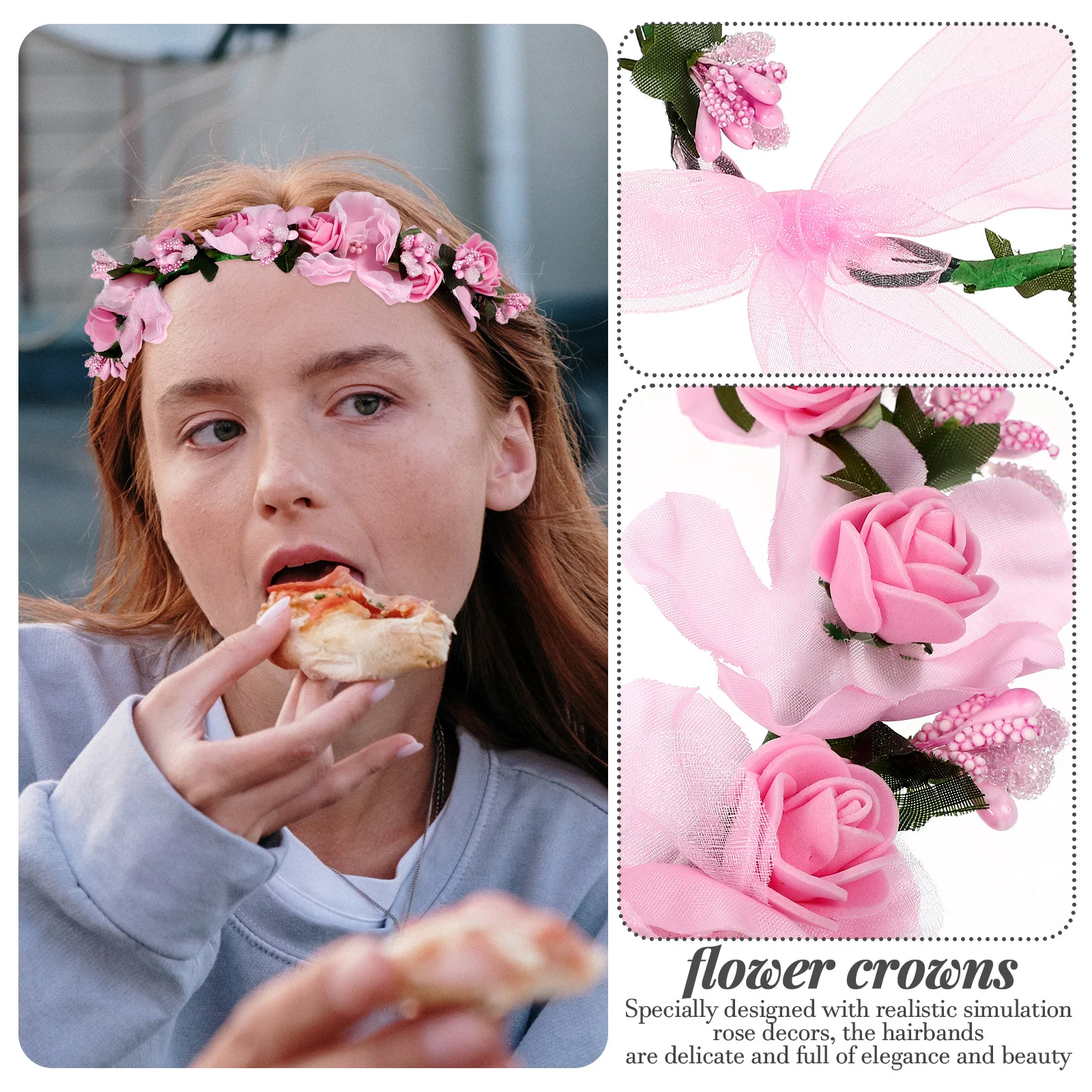 

Bridal Floral Crowns Wedding Hairbands Realistic Rose Decor Art Photos Christmas Events Flower Crowns Wedding Hairbands