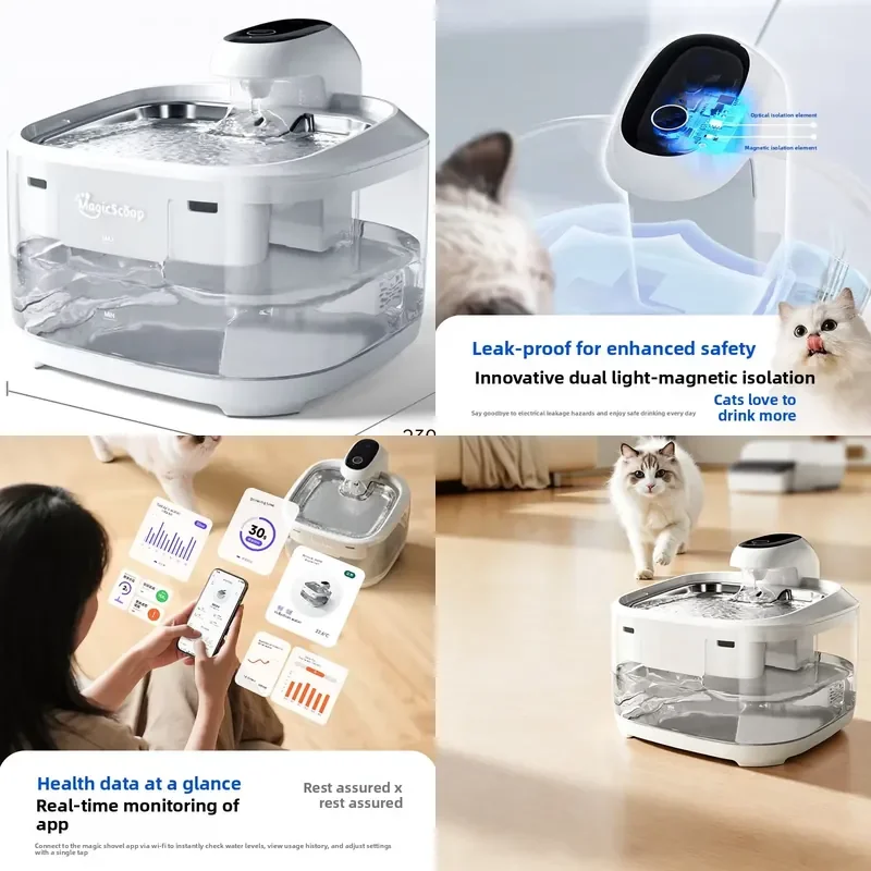 Smart Pet Water Dispenser with Automatic Circulation Filter Large Capacity Transparent Design for Cat & Puppy