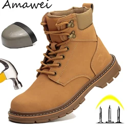 Safety Shoes Waterproof Work Shoes Steel Toe Boots Anti Smash Safety Boots Fashion Work Sneakers Men Work Boots Indestructible