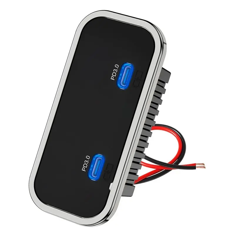 ABKS-Dual 30W PD3.0 USB-C Car Panel Port Fast Charging Power Outlet Socket For 12V/24V RV Boat Truck Bus