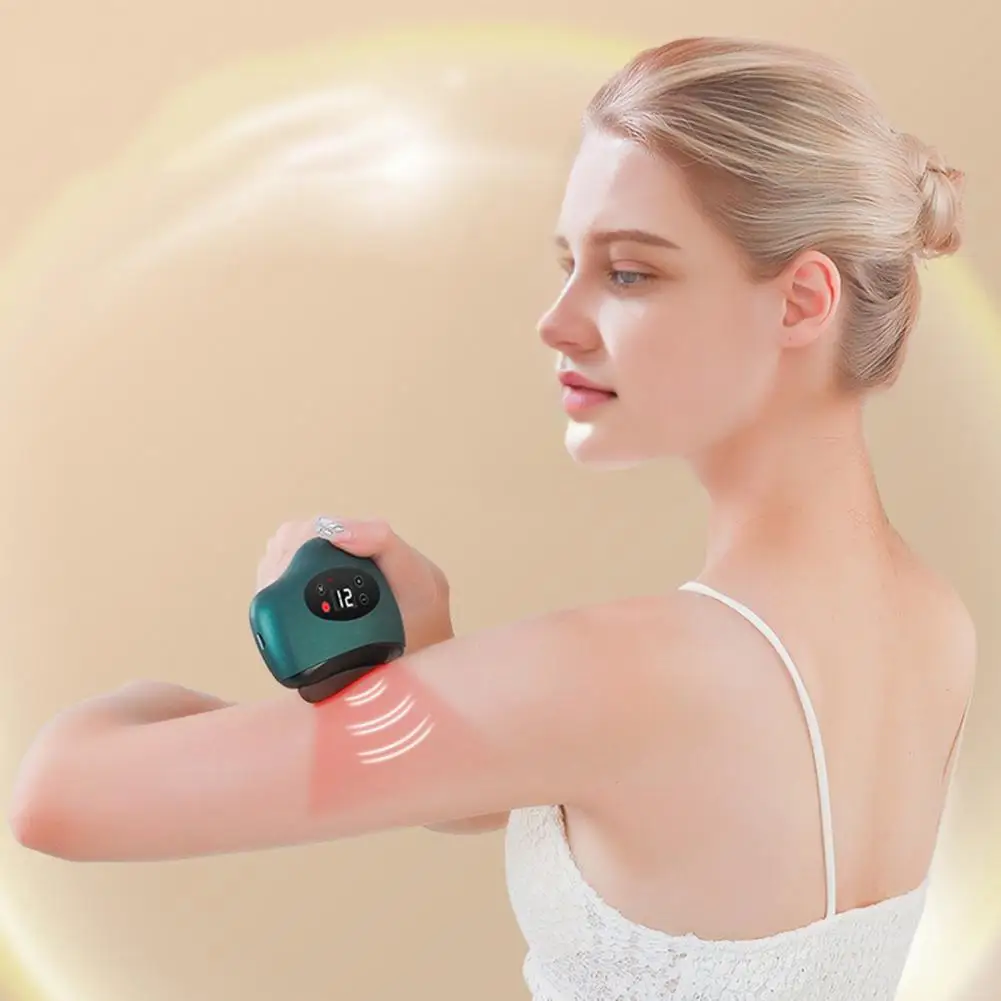 

Массажер для лица с подогревом, электрическое устройство Гуа Ша с подогревом и терапией красного света, регулируемые уровня вибрации для массажа лица и тела