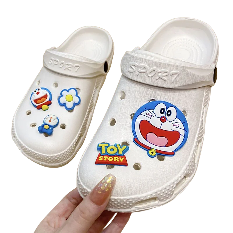 Cartoon Doraemon hole shoes women's summer new soft bottom non-slip fashion outerwear Baotou slippers cute casual beach sandals