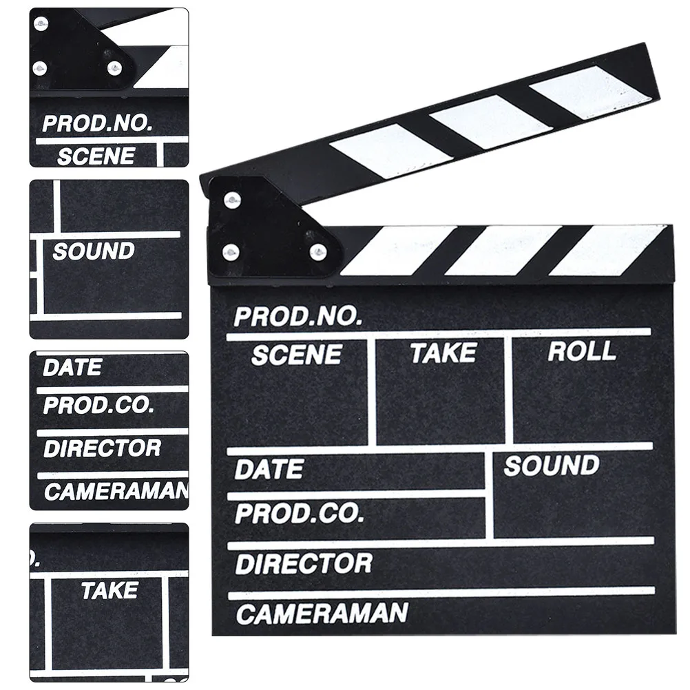 

1Pcs Black Wooden Directors Clapboard Film Movie Clapperboard Photo Props Clapperboard Professional Film Production