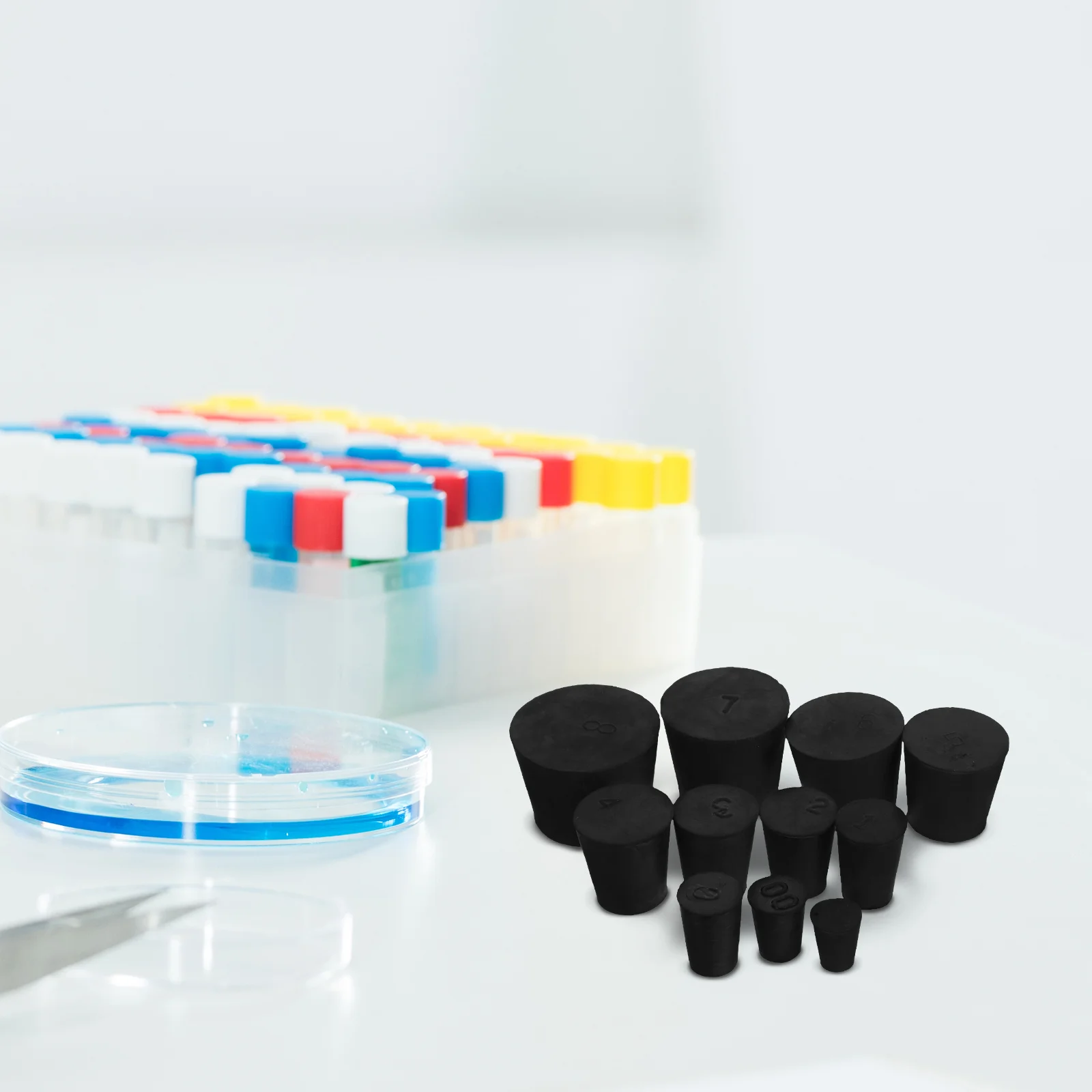 

11pcs Laboratory Rubber Stoppers Black Tapered Plugs For Lab Sealing Leakproof Fit Glass Beaker Bottle Container Experiment