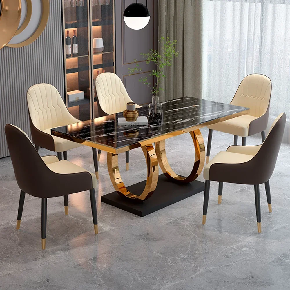 Modern dining room furniture nordic rectangular luxury marble dining table dining table set with chairs for sale