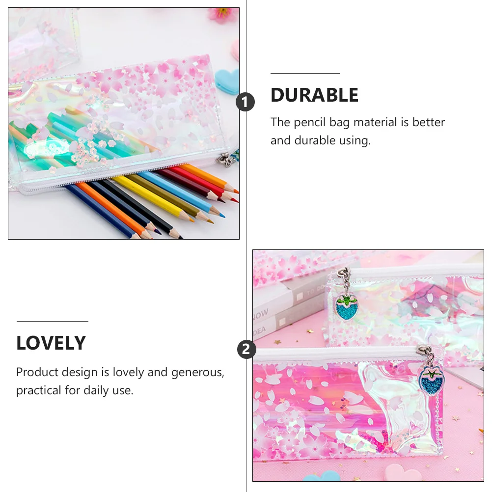 1 قطعة حقيبة القلم لامعة مقلمة ترتر خفيفة الوزن سعة كبيرة الطلاب القرطاسية الحقيبة حامل قلم للمدرسة