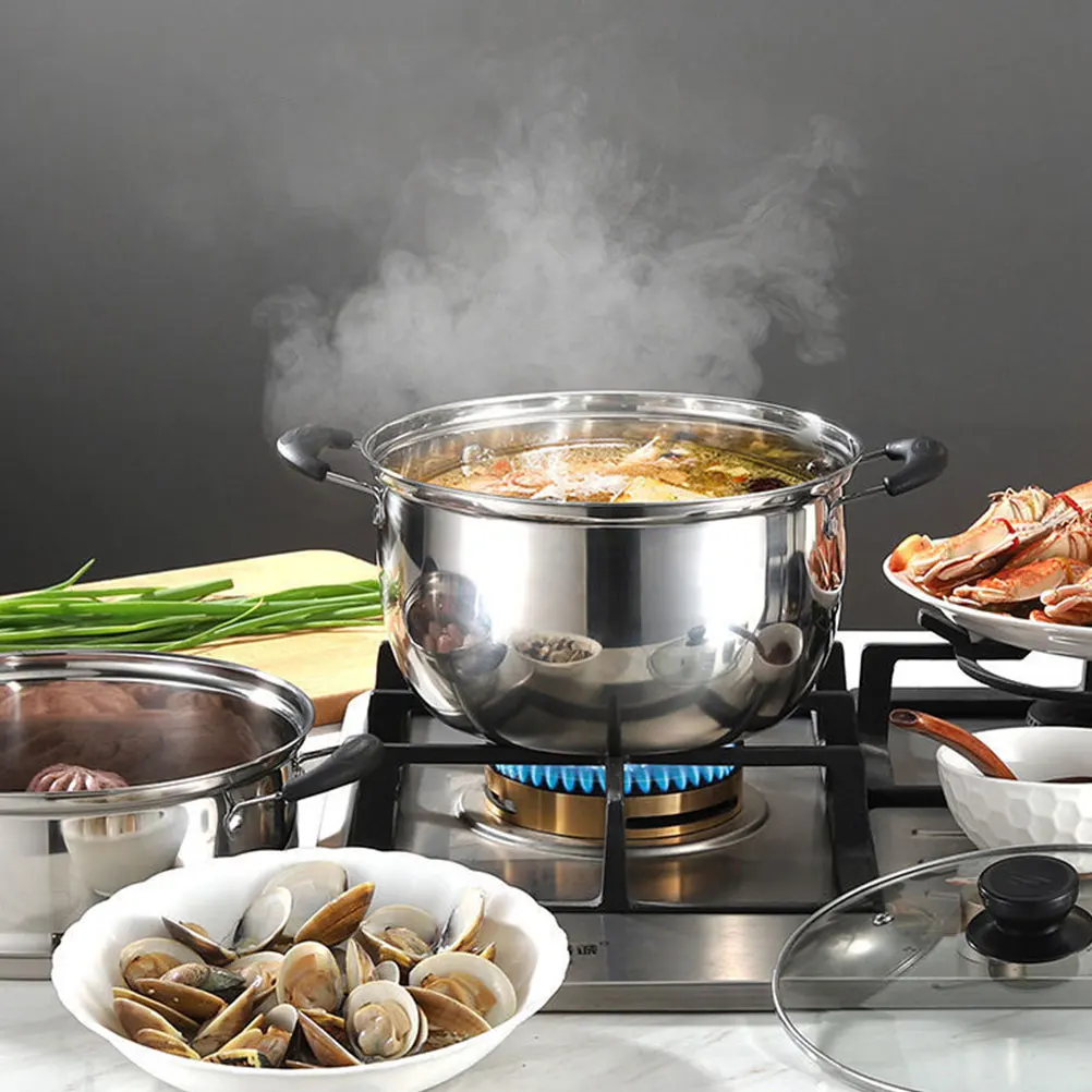 

Stainless Steel Milk Pot Double Handle Deep Pan for Soup Stew Boiling Milk Pasta Korean Noodle Cooking Pot Soup Pan