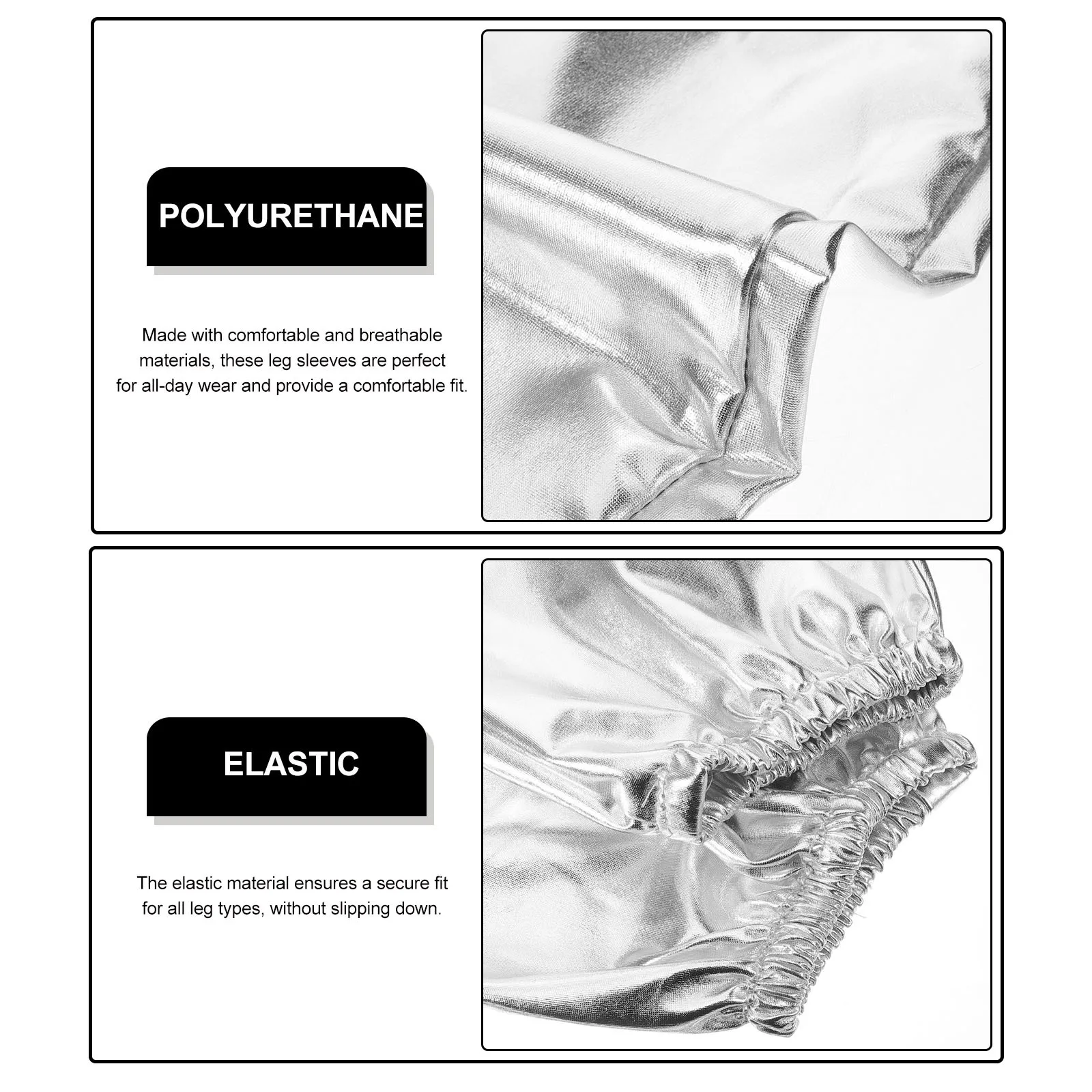 1 Para Srebrnych Ocieplaczy na Nogi, Modny i Wyrazisty Design, Stylowe na Festiwale, Modne, Błyszczące, Damskie, Zimowe, na Imprezy i na Co Dzień, Unikalne