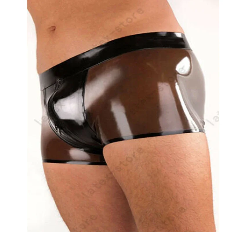 

3D Latex Rubber Tight Shorts Black with Transparent Black Fetish Men Underwear Boxer Panties Custom Made (No Zip)