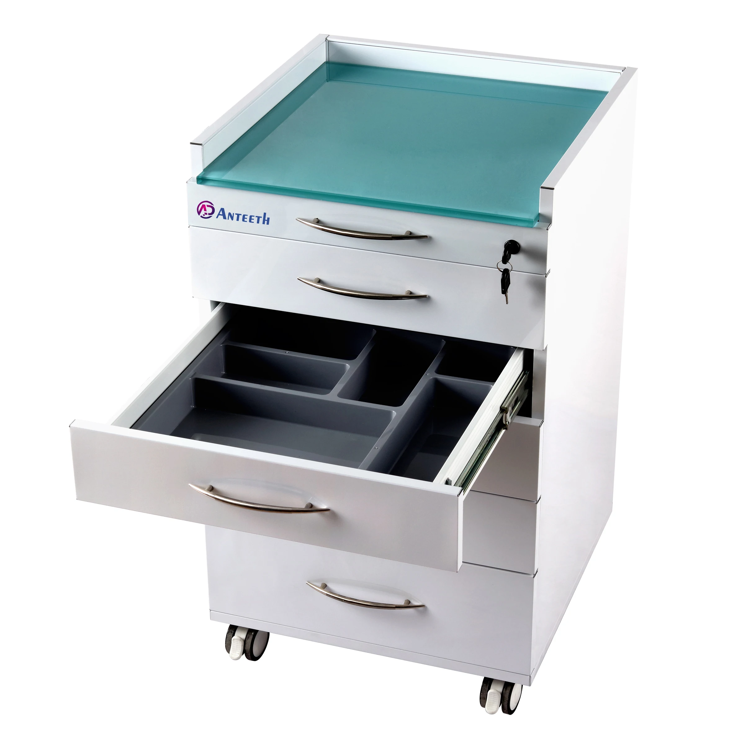 Anteeth 5 Drawer Customized Mobile Stainless Steel Dental Cabinet Beauty Salon Furniture Clinic Metal Dental Cabinet